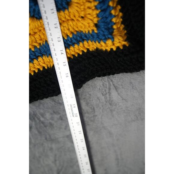 Handmade Crochet Granny Square Tank Top Black Blue Yellow S/M Boho Festival Knit - Picture 6 of 6